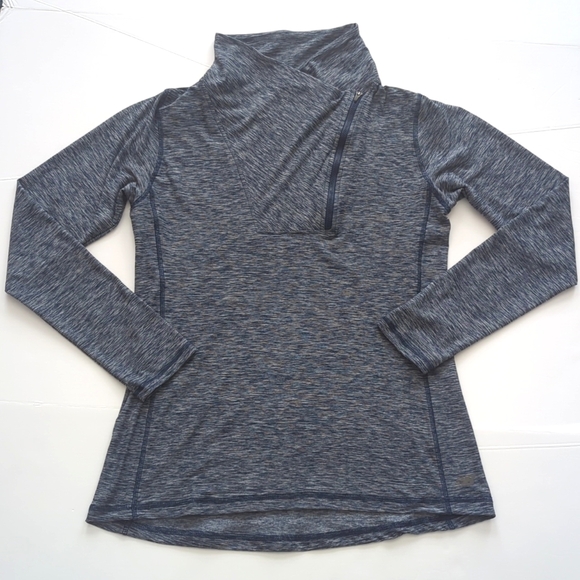 New Balance Anticipate Asymmetrical Half Zip Pullover Long Sleeve Blue Large - Picture 4 of 8